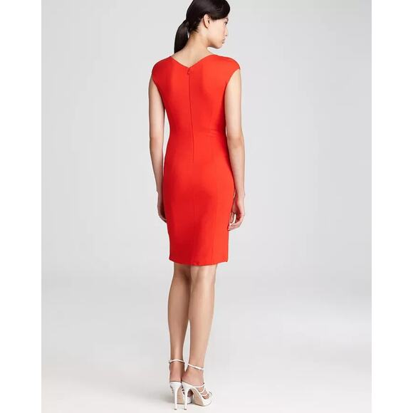 Armani Collezioni Milano Color Block Sheath Dress Panel Cap Sleeve Red Knee 10 M - Picture 2 of 7